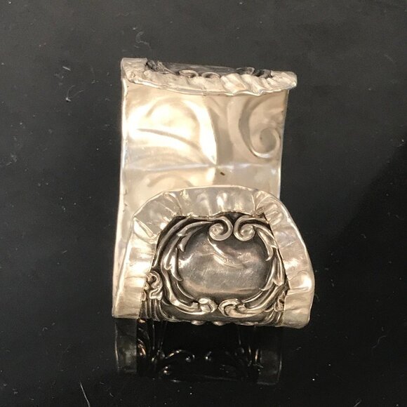 Cherub Spoon Ring Sterling Silver 925 Cuff Bracelet Reynolds Angel Embossed - Picture 6 of 7